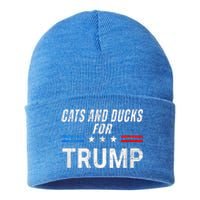 Cats And Ducks For Trump 2024 Sustainable Knit Beanie