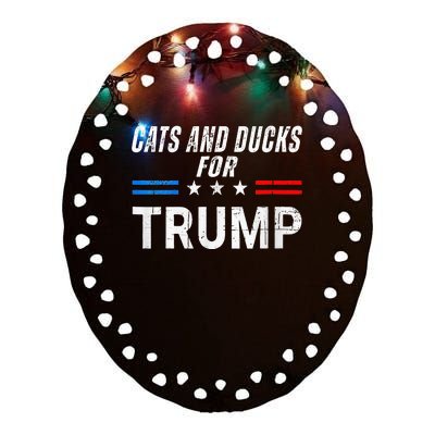 Cats And Ducks For Trump 2024 Ceramic Oval Ornament