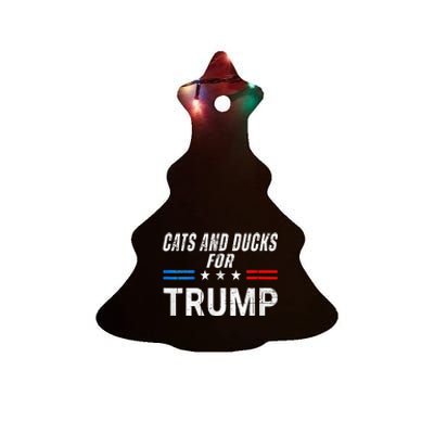 Cats And Ducks For Trump 2024 Ceramic Tree Ornament