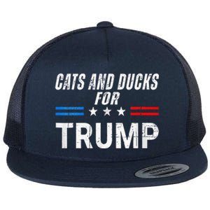 Cats And Ducks For Trump 2024 Flat Bill Trucker Hat