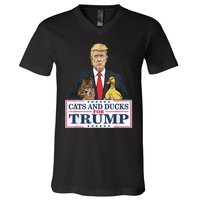 Cats And Ducks For Trump 2024 Kittens And Ducks For Trump V-Neck T-Shirt