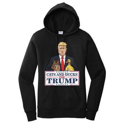 Cats And Ducks For Trump 2024 Kittens And Ducks For Trump Women's Pullover Hoodie