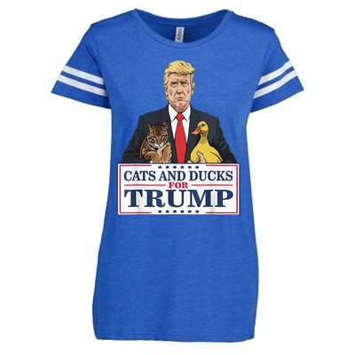 Cats And Ducks For Trump 2024 Kittens And Ducks For Trump Enza Ladies Jersey Football T-Shirt