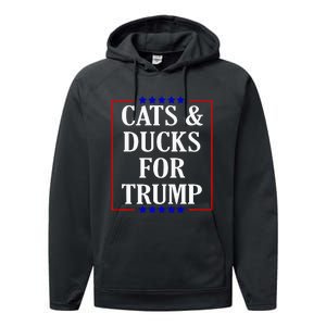 Cats And Ducks For Trump Kittens And Ducks For Trump 2024 Premium Performance Fleece Hoodie