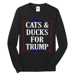 Cats And Ducks For Trump Kittens And Ducks For Trump 2024 Premium Tall Long Sleeve T-Shirt