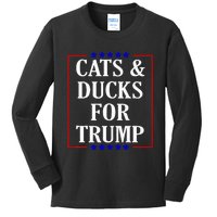 Cats And Ducks For Trump Kittens And Ducks For Trump 2024 Premium Kids Long Sleeve Shirt