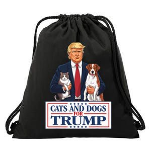 Cats And Dogs For Trump 2024 Pets Drawstring Bag