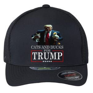 Cats And Ducks For Trump 2024 Kittens And Ducks Flexfit Unipanel Trucker Cap