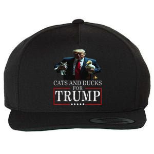 Cats And Ducks For Trump 2024 Kittens And Ducks Wool Snapback Cap