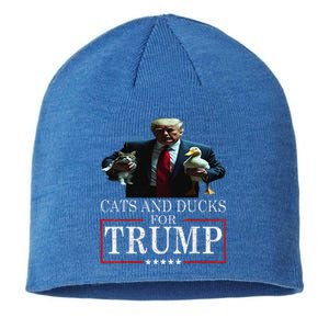 Cats And Ducks For Trump 2024 Kittens And Ducks Sustainable Beanie