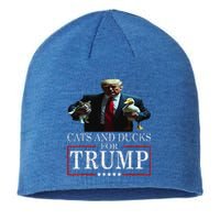 Cats And Ducks For Trump 2024 Kittens And Ducks Sustainable Beanie