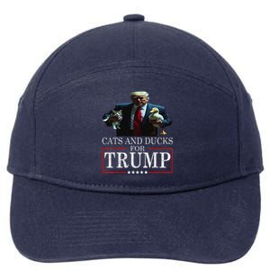 Cats And Ducks For Trump 2024 Kittens And Ducks 7-Panel Snapback Hat