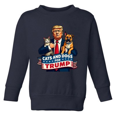 Cats And Dogs For Trump 2024 Kittens And Dogs For Trump Toddler Sweatshirt