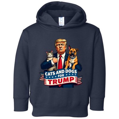 Cats And Dogs For Trump 2024 Kittens And Dogs For Trump Toddler Hoodie