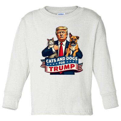 Cats And Dogs For Trump 2024 Kittens And Dogs For Trump Toddler Long Sleeve Shirt