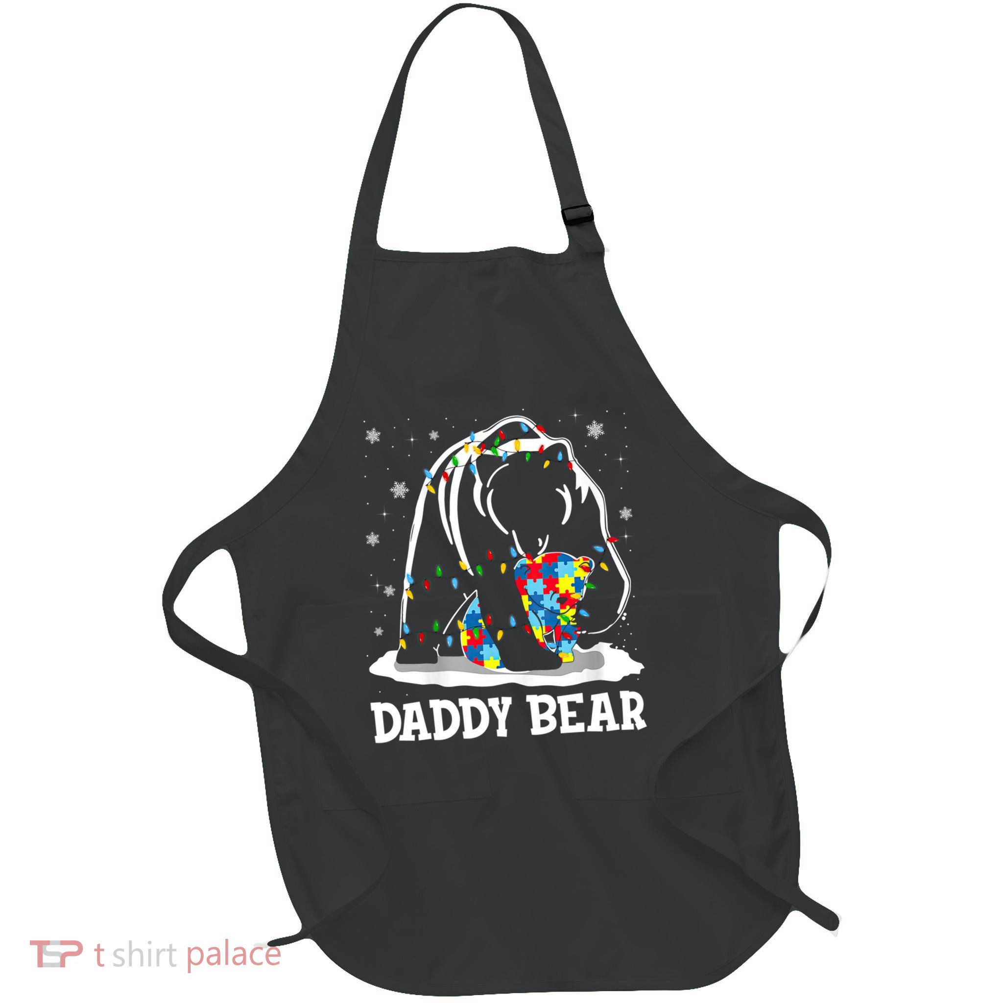 Cute Autism Daddy Bear Awareness Family Lover Cute Gift Full-Length Apron With Pockets
