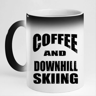 Coffee And Downhill Skiing / Downhill Skiers Design Gift 11oz Black Color Changing Mug