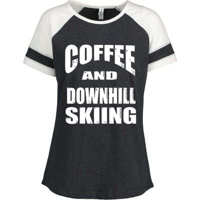 Coffee And Downhill Skiing / Downhill Skiers Design Gift Enza Ladies Jersey Colorblock Tee