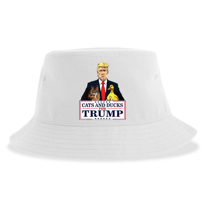 Cats And Ducks For Trump 2024 Kittens And Ducks For Trump Sustainable Bucket Hat