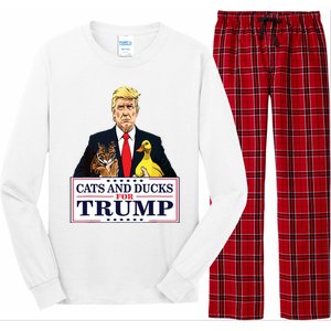 Cats And Ducks For Trump 2024 Kittens And Ducks For Trump Long Sleeve Pajama Set