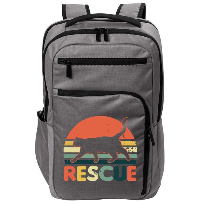 Cat Adoption Design Vintage Retro Sunset Rescue Gift Impact Tech Backpack