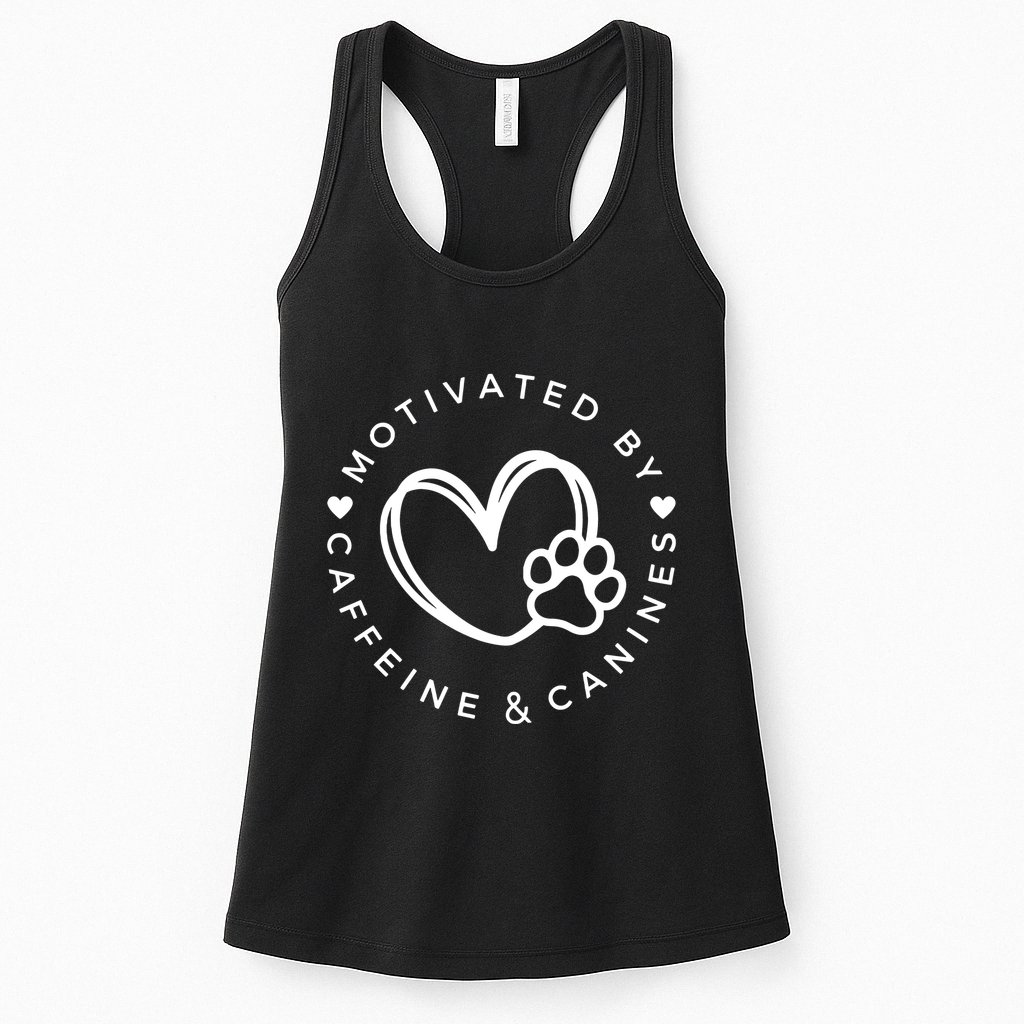 Coffee And Dog Lover Gift Motivated By Canines And Caffeine Womens Tank Top