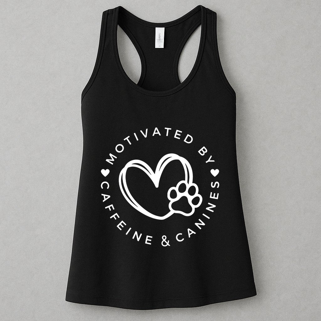Coffee And Dog Lover Gift Motivated By Canines And Caffeine Womens Tank Top