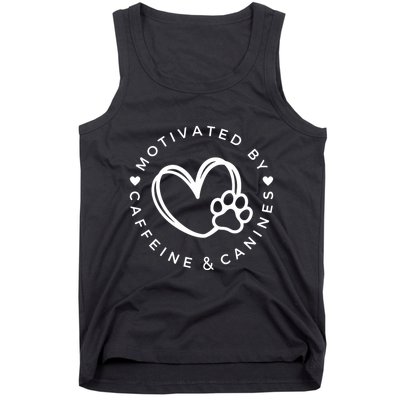 Coffee And Dog Lover Gift Motivated By Canines And Caffeine Tank Top