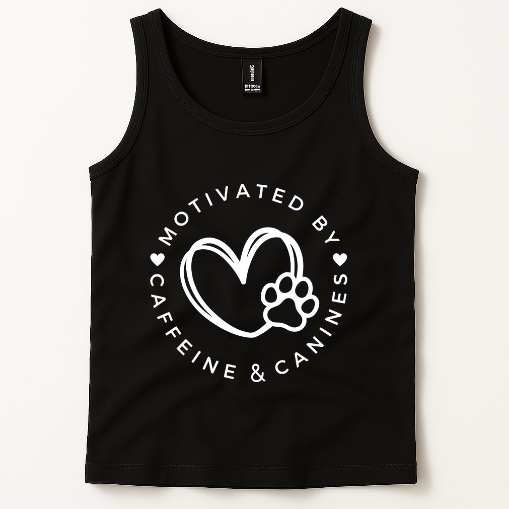 Coffee And Dog Lover Gift Motivated By Canines And Caffeine Tank Top