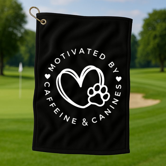 Coffee And Dog Lover Gift Motivated By Canines And Caffeine Golf Towel