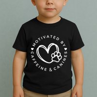 Coffee And Dog Lover Gift Motivated By Canines And Caffeine Toddler T-Shirt