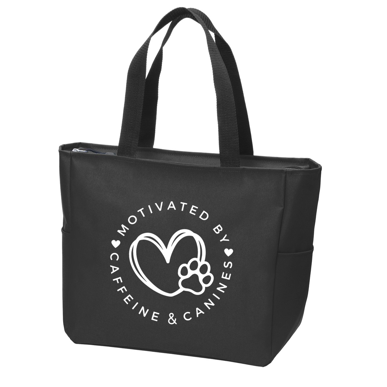 Coffee And Dog Lover Gift Motivated By Canines And Caffeine Zip Tote Bag