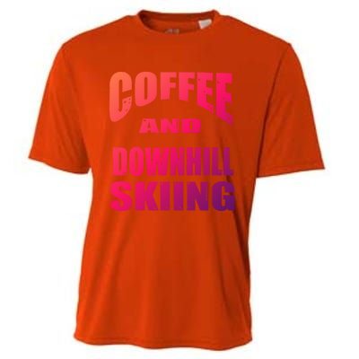 Coffee And Downhill Skiing / Downhill Skiers Design Funny Gift Cooling Performance Crew T-Shirt