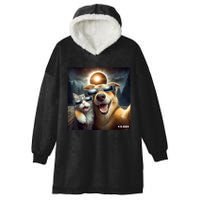 Cat And Dog Selfie With Solar 2024 Eclipse Wearing Glasses Hooded Wearable Blanket