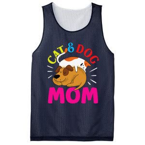 Cat And Dog Mom Cats Lover Dogs Mother Mommy Mama Mesh Reversible Basketball Jersey Tank