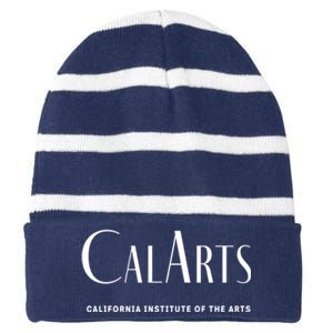 CalArts Art Deco Style College Striped Beanie with Solid Band