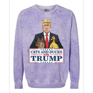 Cats And Ducks For Trump 2024 Kittens And Ducks For Trump Colorblast Crewneck Sweatshirt