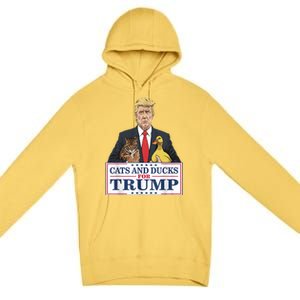 Cats And Ducks For Trump 2024 Kittens And Ducks For Trump Premium Pullover Hoodie