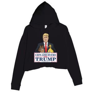 Cats And Ducks For Trump 2024 Kittens And Ducks For Trump Crop Fleece Hoodie