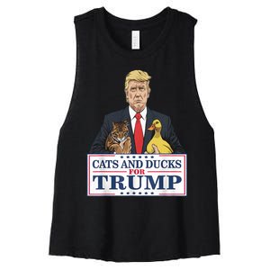 Cats And Ducks For Trump 2024 Kittens And Ducks For Trump Women's Racerback Cropped Tank