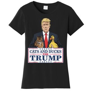 Cats And Ducks For Trump 2024 Kittens And Ducks For Trump Women's T-Shirt