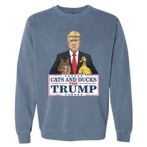 Cats And Ducks For Trump 2024 Kittens And Ducks For Trump Garment-Dyed Sweatshirt