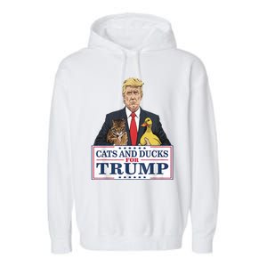 Cats And Ducks For Trump 2024 Kittens And Ducks For Trump Garment-Dyed Fleece Hoodie