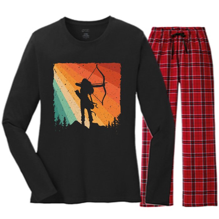 Cute Archery Design Archer Archery Lovers Women's Long Sleeve Flannel Pajama Set 