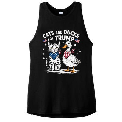 Cats And Ducks For Trump Kittens And Ducks For Trump Ladies PosiCharge Tri-Blend Wicking Tank