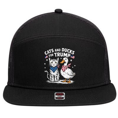 Cats And Ducks For Trump Kittens And Ducks For Trump 7 Panel Mesh Trucker Snapback Hat