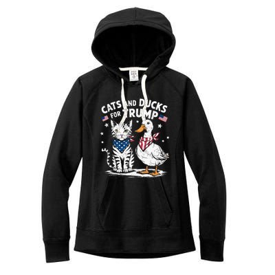 Cats And Ducks For Trump Kittens And Ducks For Trump Women's Fleece Hoodie