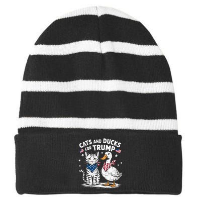 Cats And Ducks For Trump Kittens And Ducks For Trump Striped Beanie with Solid Band