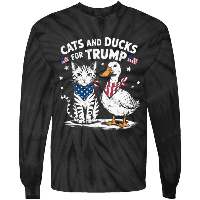 Cats And Ducks For Trump Kittens And Ducks For Trump Tie-Dye Long Sleeve Shirt