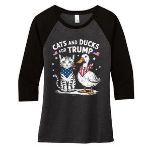 Cats And Ducks For Trump Kittens And Ducks For Trump Women's Tri-Blend 3/4-Sleeve Raglan Shirt